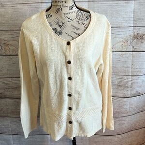 Senora Caballero Button Down Top Hand Made in Peru Lace Cream Size XL